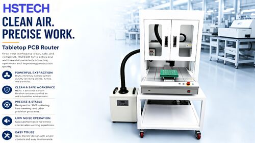 Derniers blogs de l'entreprise sur Nouveau routeur de PCB de table avec extraction intégrée de fumée ¢ précision, sécurité et efficacité pour les flux de travail SMT