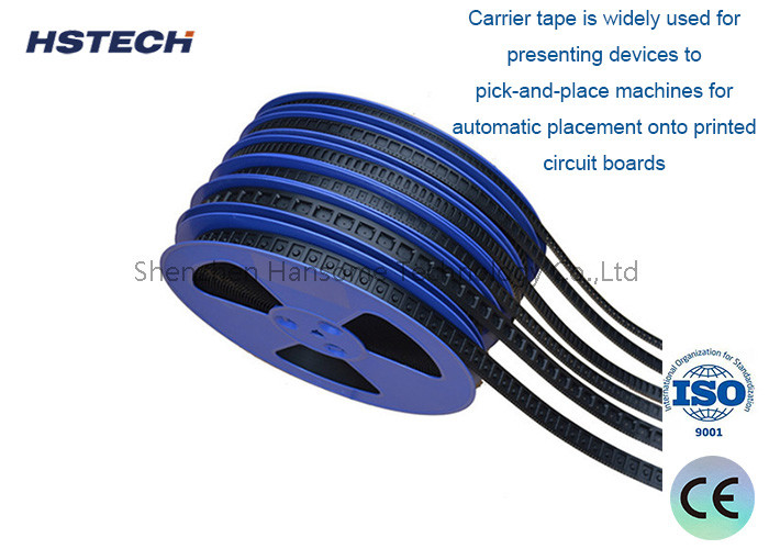 Tape de support en relief avec des propriétés conductives et antistatiques variables avec matériau PC/PS/ABS