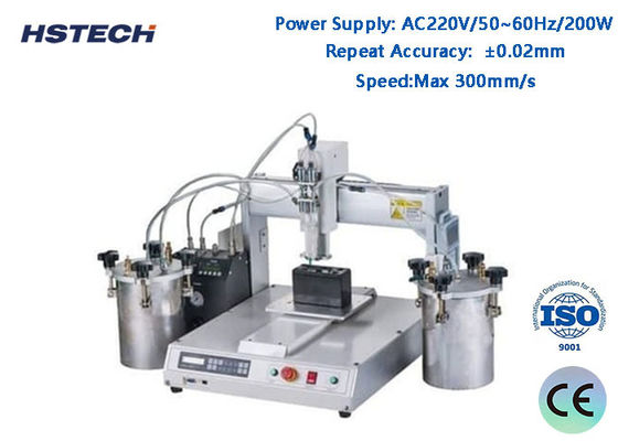 Un bon prix. Distributeur automatique de colle pour ampoules LED avec 4 stations de travail rotatives, contrôle par écran texte et précision de répétition de ±0,02 mm en ligne